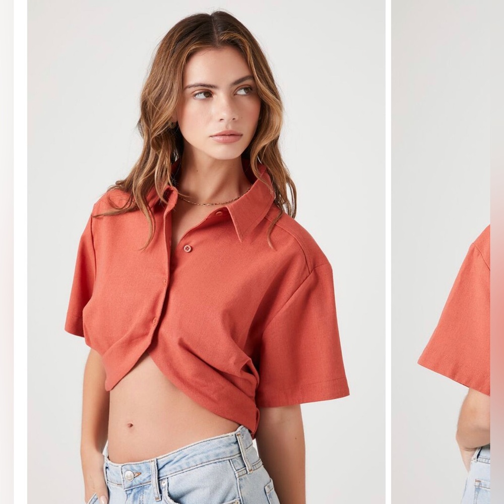 Tulip-Hem cropped shirt